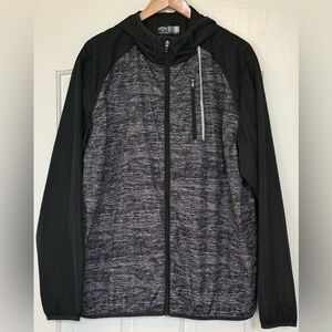 Callaway Golf XL Hooded Full Zip Windbreaker Jacket Black Heather Gray Mens